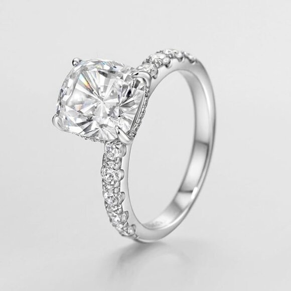 3CT Cushion Cut CZ Engagement Ring 925 Sterling Silver Size 8 NWT - Picture 1 of 6